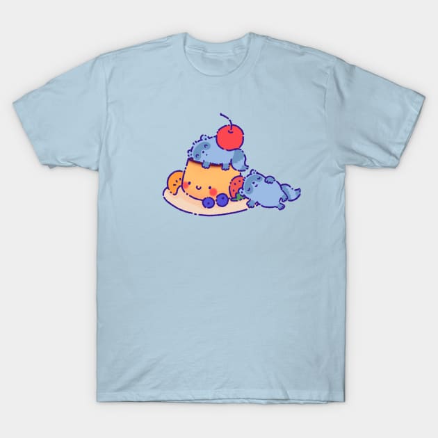 Raccoons on a flan T-Shirt by Tinyarts